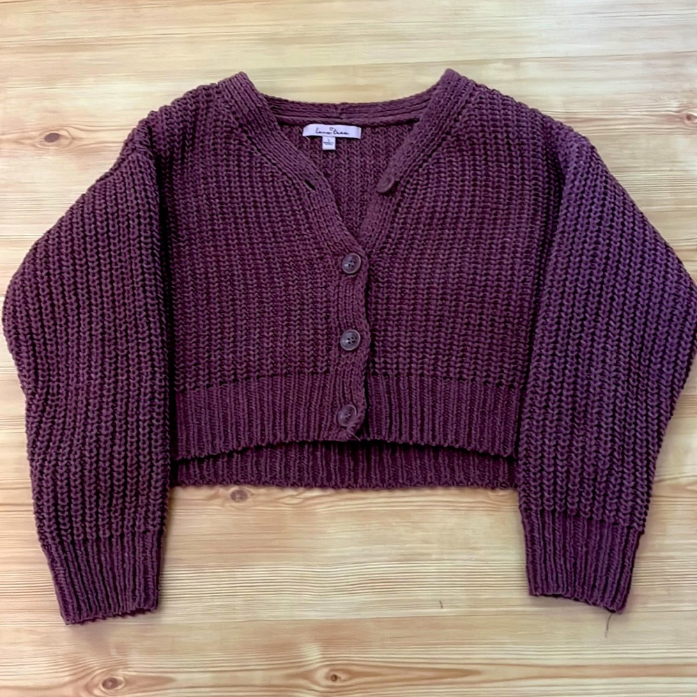 Cropped button up sweater, Size large, lightly used